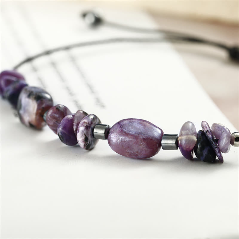 Wear FengShui Live In The Moment Charoite Hematite Powerful Bracelet