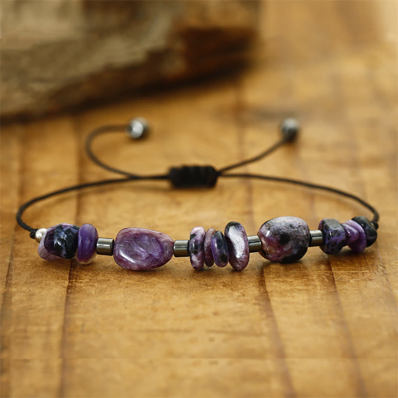 Wear FengShui Live In The Moment Charoite Hematite Powerful Bracelet