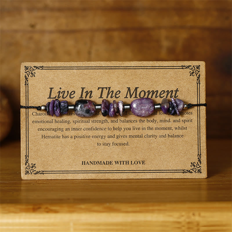 Wear FengShui Live In The Moment Charoite Hematite Powerful Bracelet