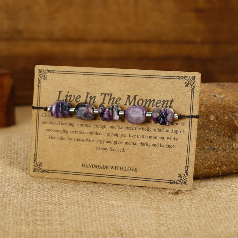 Wear FengShui Live In The Moment Charoite Hematite Powerful Bracelet