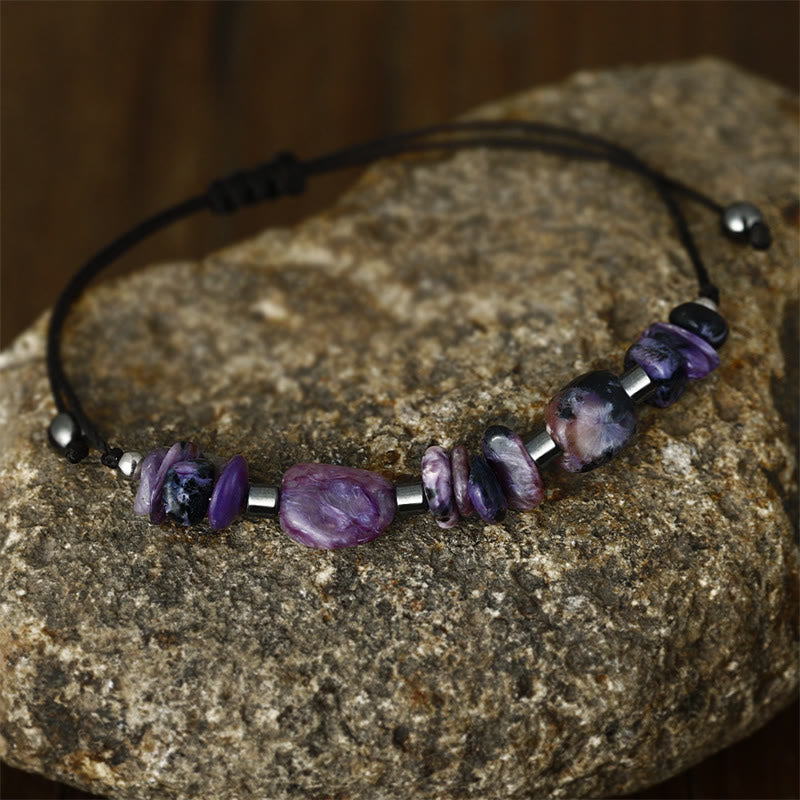 Wear FengShui Live In The Moment Charoite Hematite Powerful Bracelet