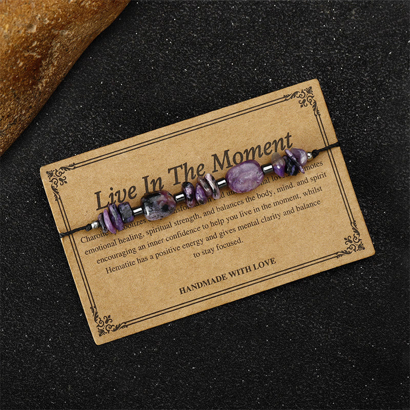 Wear FengShui Live In The Moment Charoite Hematite Powerful Bracelet