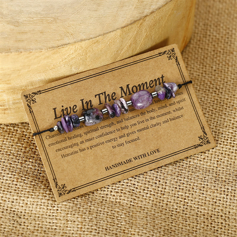 Wear FengShui Live In The Moment Charoite Hematite Powerful Bracelet