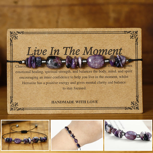 Wear FengShui Live In The Moment Charoite Hematite Powerful Bracelet