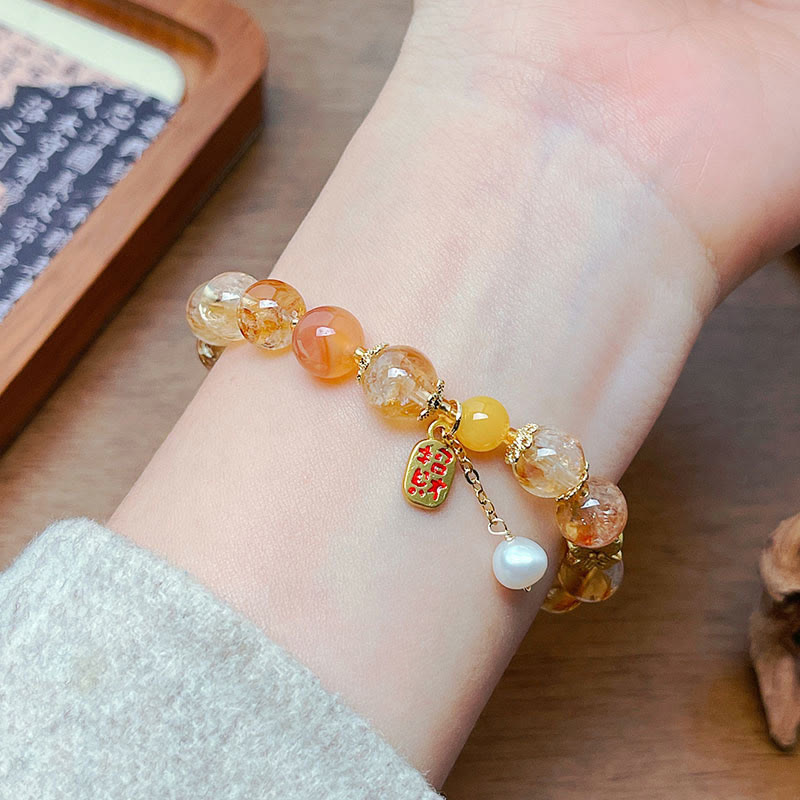 Wear FengShui Natural Citrine Beads Nafu Pleasure Bracelet