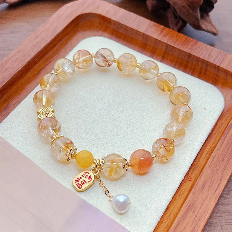 Wear FengShui Natural Citrine Beads Nafu Pleasure Bracelet