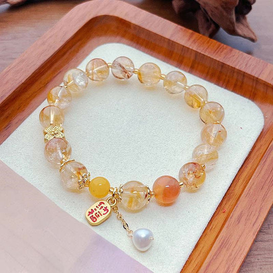Wear FengShui Natural Citrine Beads Nafu Pleasure Bracelet