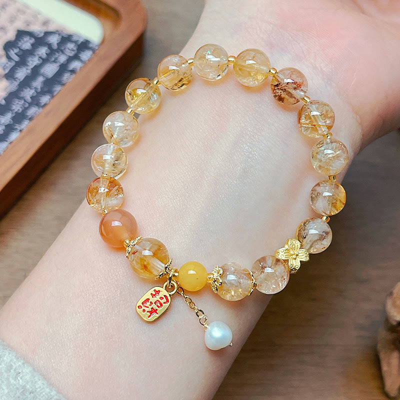Wear FengShui Natural Citrine Beads Nafu Pleasure Bracelet