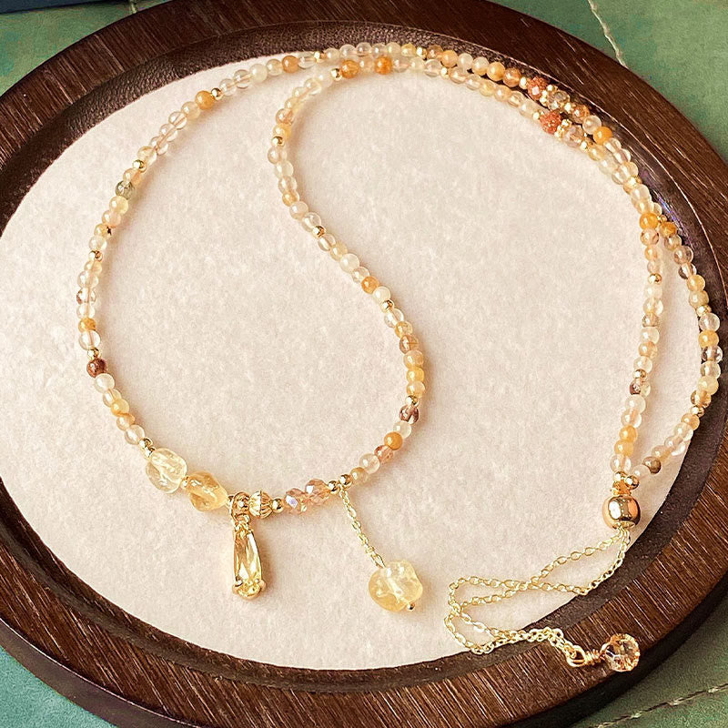 Wear FengShui Natural Citrine Beads Pleasure Multi Layer Bracelet