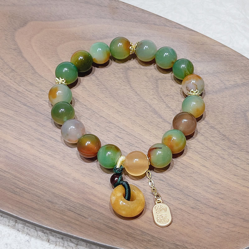 Wear FengShui Peacock Agate Topaz Peace Buckle Nafu Balance Bracelet