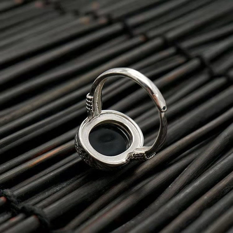 Wear FengShui Natural Black Onyx Adjustable Protection Ring