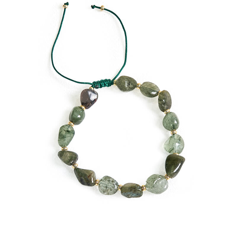 Wear FengShui Green Rutilated Quartz Braid String Protection Bracelet