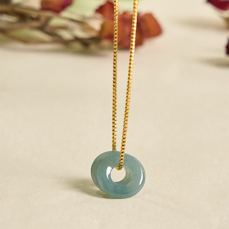 Wear FengShui Jade Double Peace Buckle Prosperity Necklace Pendant