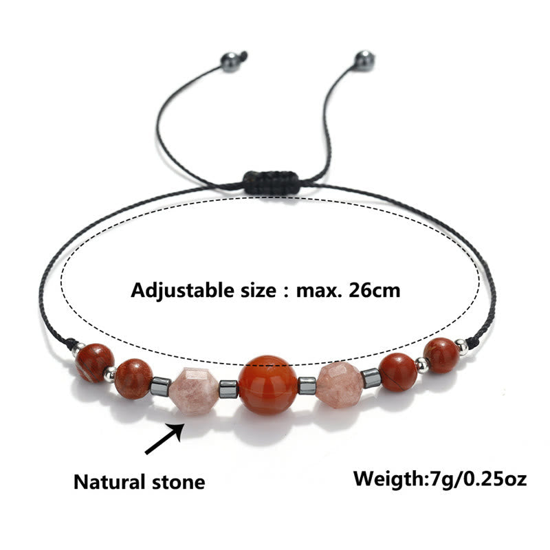 Wear FengShui Believe You Can Carnelian Red Jasper Hematite Sun Stone Positive Bracelet