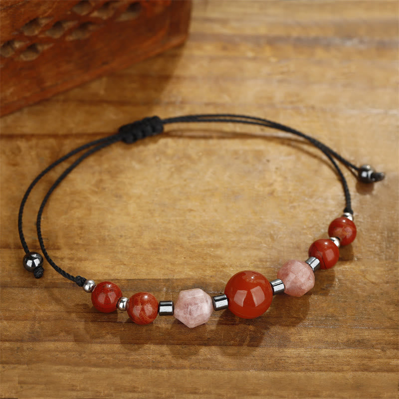 Wear FengShui Believe You Can Carnelian Red Jasper Hematite Sun Stone Positive Bracelet