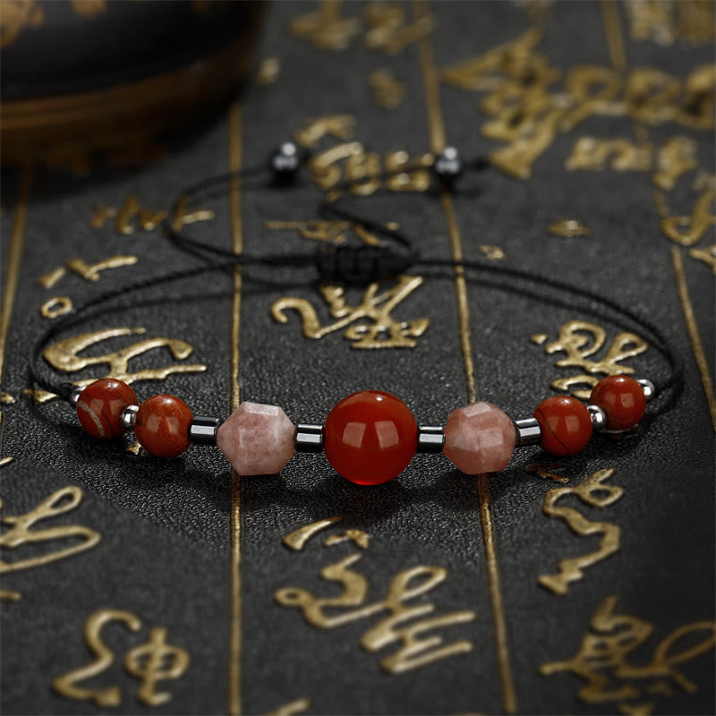 Wear FengShui Believe You Can Carnelian Red Jasper Hematite Sun Stone Positive Bracelet