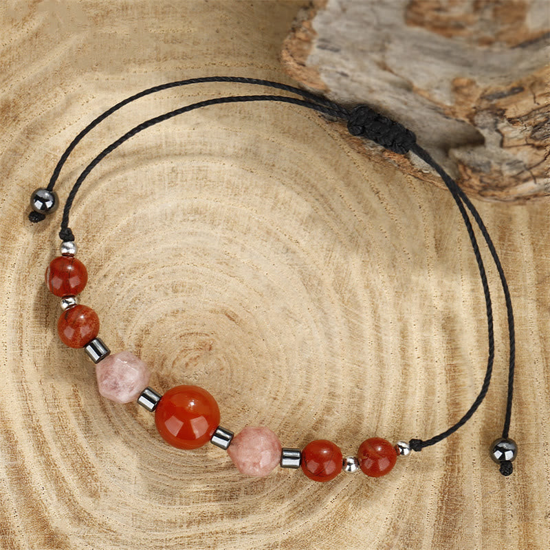 Wear FengShui Believe You Can Carnelian Red Jasper Hematite Sun Stone Positive Bracelet