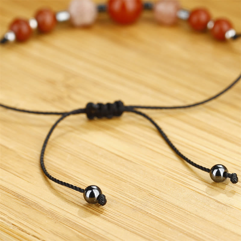 Wear FengShui Believe You Can Carnelian Red Jasper Hematite Sun Stone Positive Bracelet