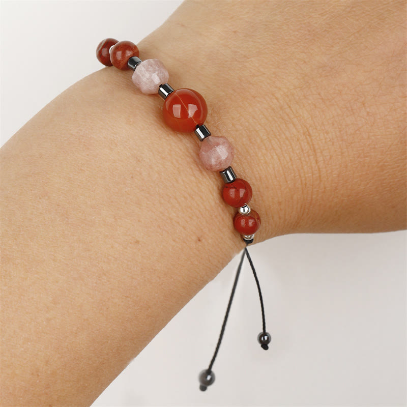 Wear FengShui Believe You Can Carnelian Red Jasper Hematite Sun Stone Positive Bracelet