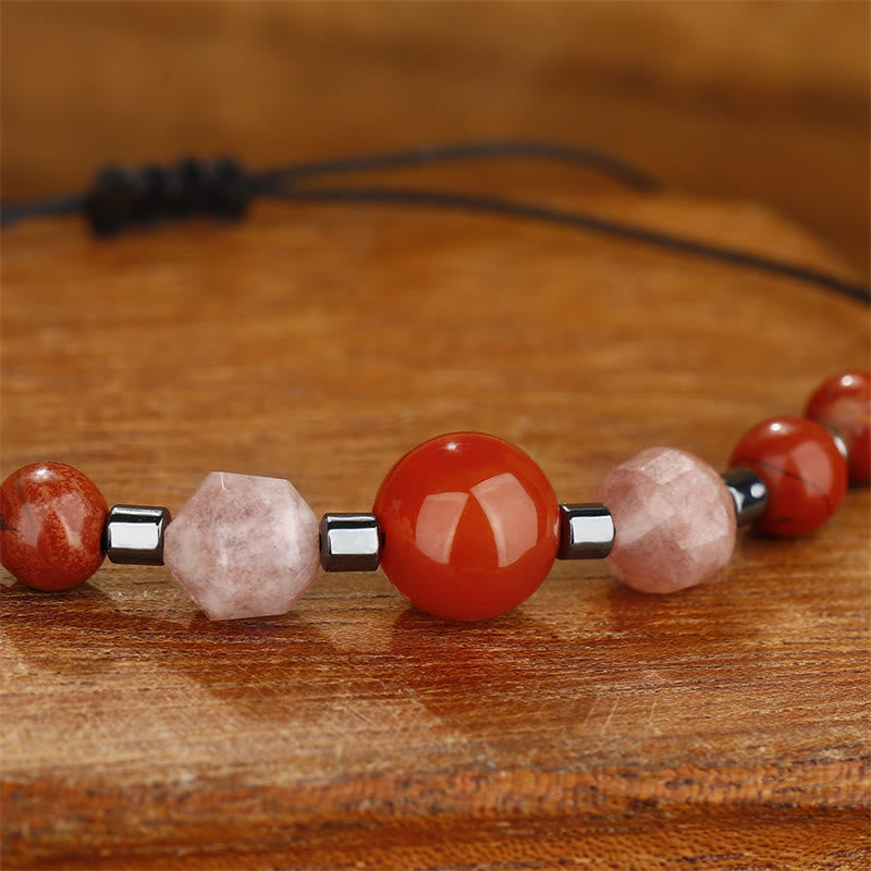 Wear FengShui Believe You Can Carnelian Red Jasper Hematite Sun Stone Positive Bracelet