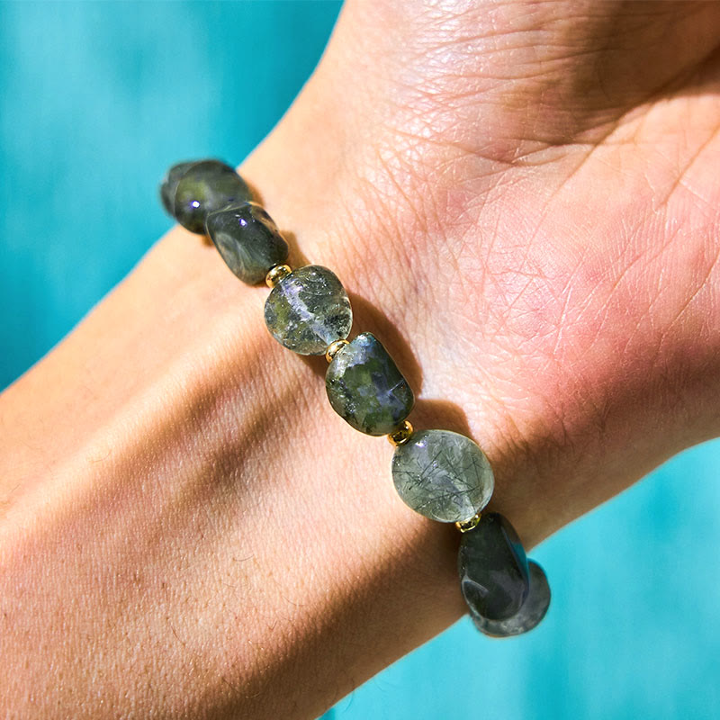 Wear FengShui Green Rutilated Quartz Braid String Protection Bracelet