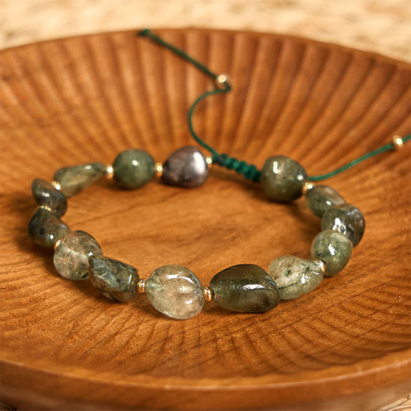 Wear FengShui Green Rutilated Quartz Braid String Protection Bracelet