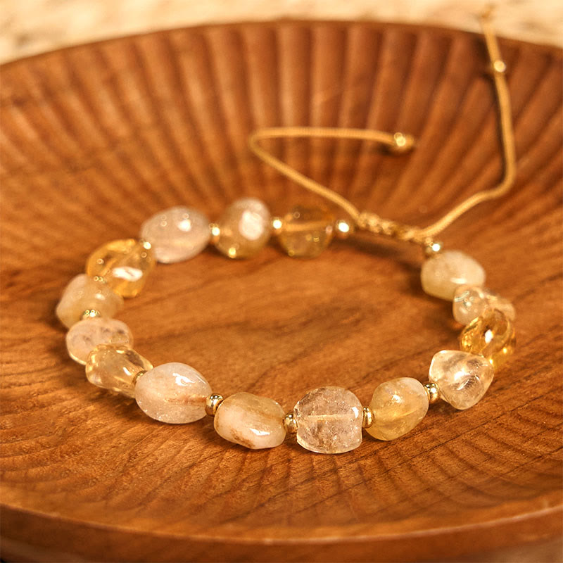 Wear FengShui Irregular Shape Citrine Braid String Happiness Bracelet