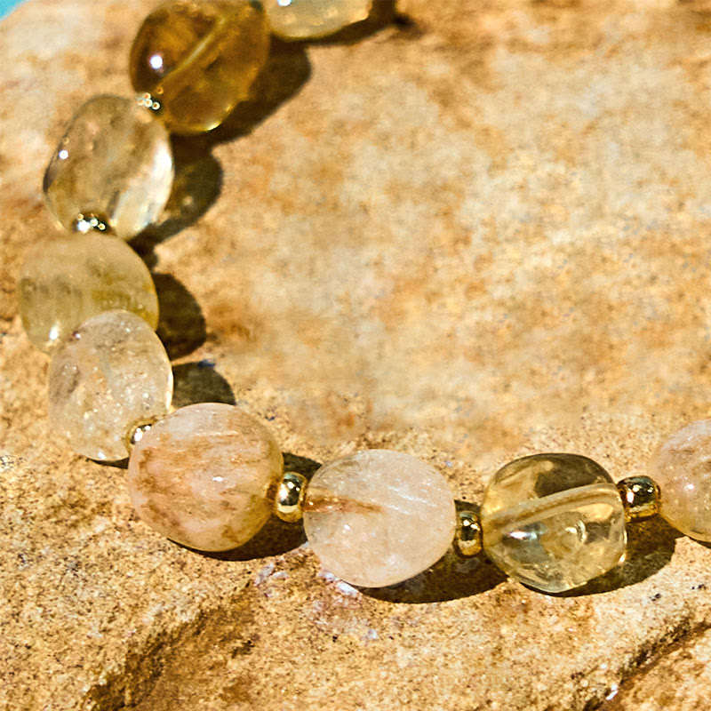Wear FengShui Irregular Shape Citrine Braid String Happiness Bracelet