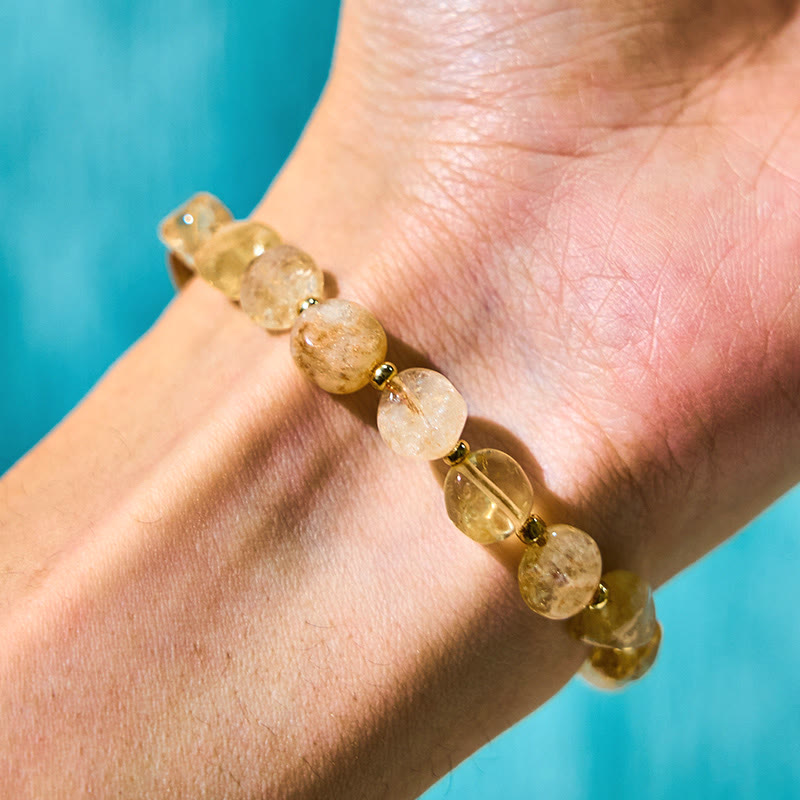 Wear FengShui Irregular Shape Citrine Braid String Happiness Bracelet