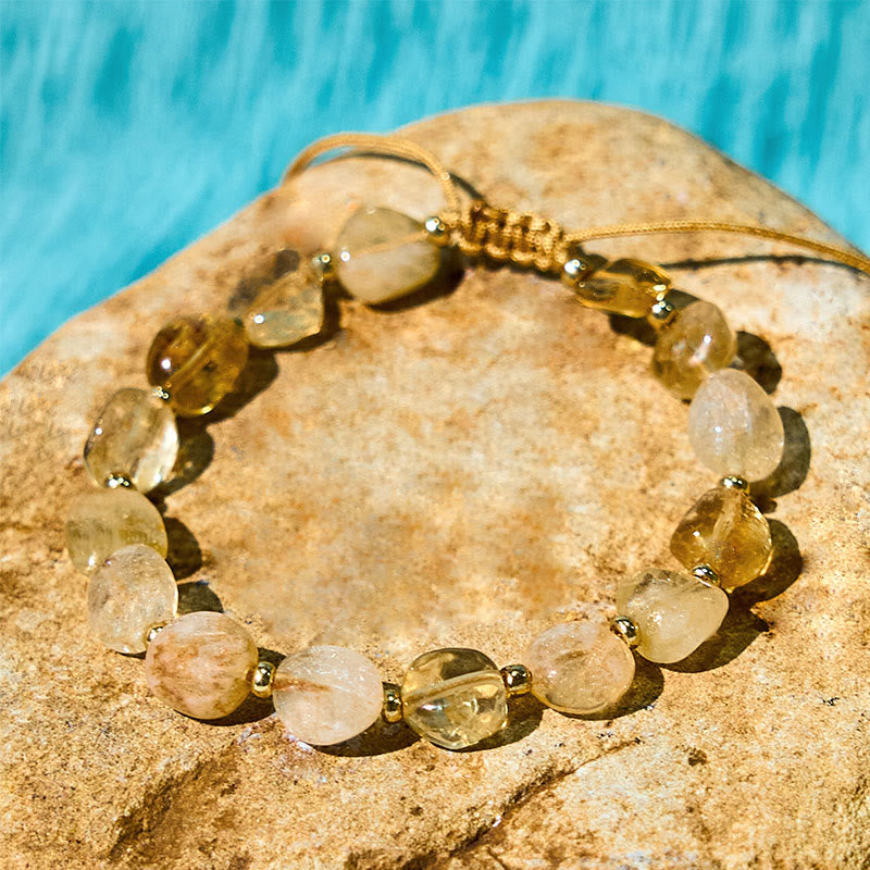 Wear FengShui Irregular Shape Citrine Braid String Happiness Bracelet