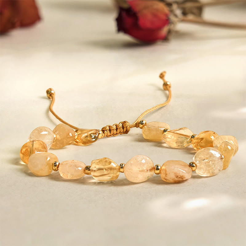 Wear FengShui Irregular Shape Citrine Braid String Happiness Bracelet