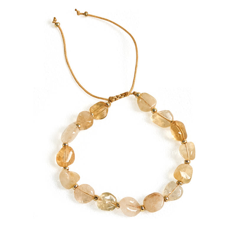 Wear FengShui Irregular Shape Citrine Braid String Happiness Bracelet