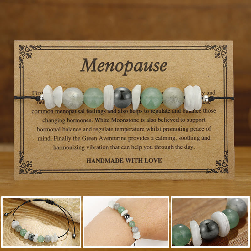Wear FengShui Menopause Labradorite Green Aventurine White Moonstone Healing Bracelet