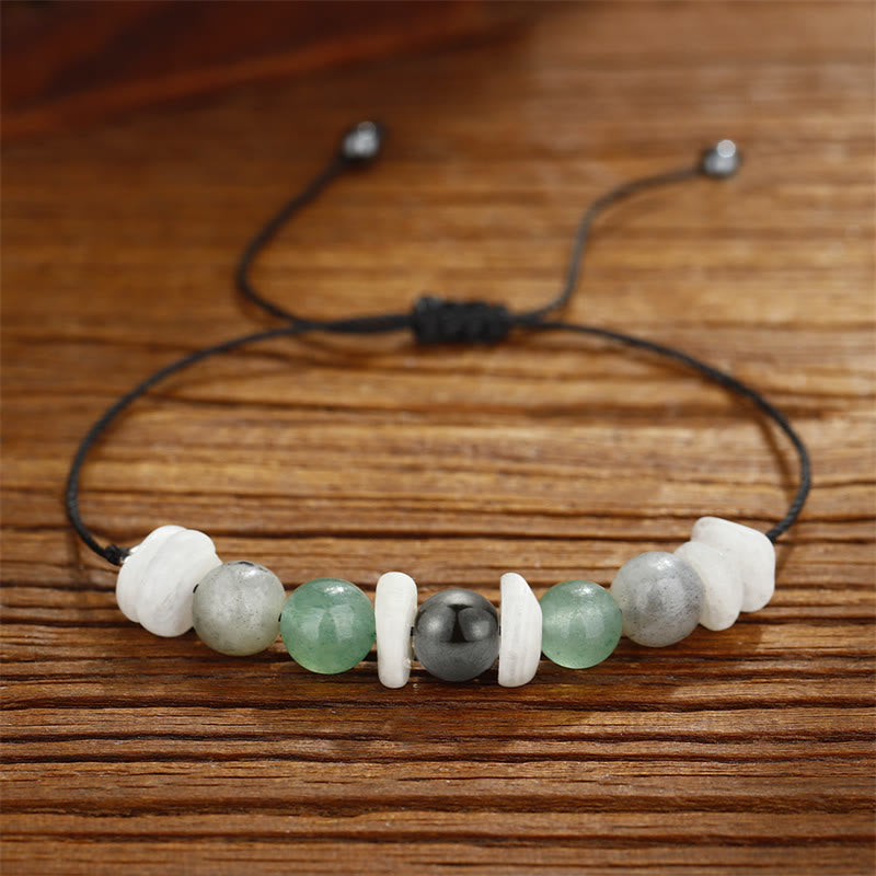 Wear FengShui Menopause Labradorite Green Aventurine White Moonstone Healing Bracelet