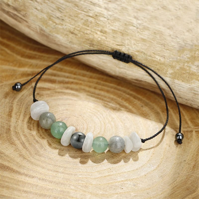 Wear FengShui Menopause Labradorite Green Aventurine White Moonstone Healing Bracelet