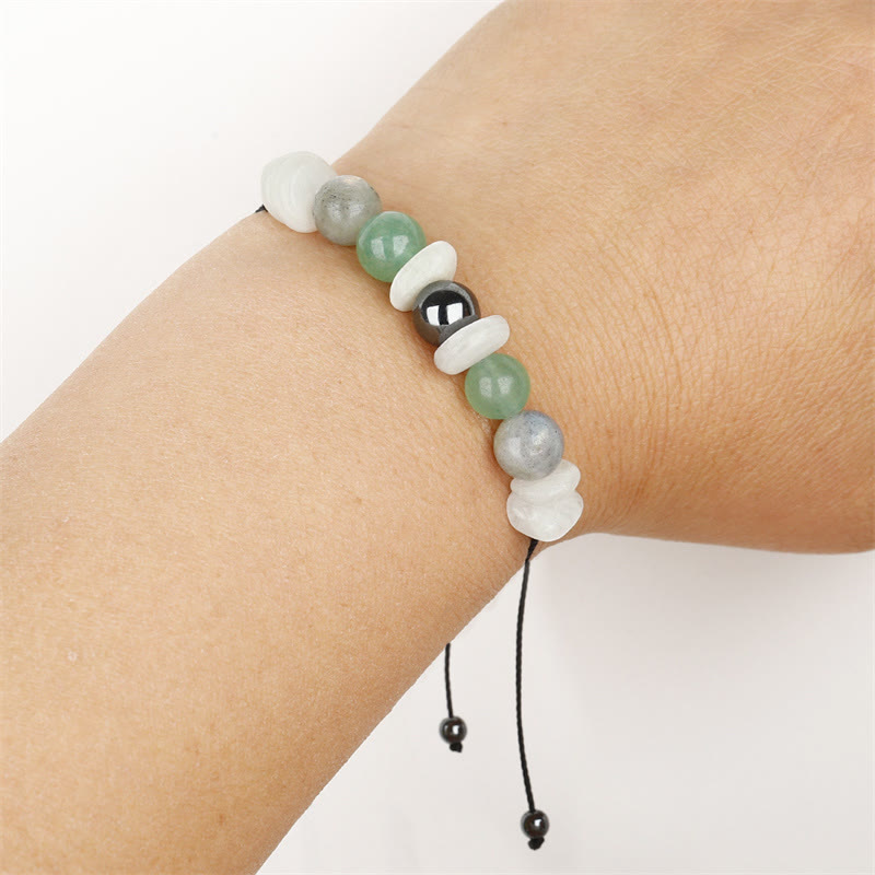 Wear FengShui Menopause Labradorite Green Aventurine White Moonstone Healing Bracelet