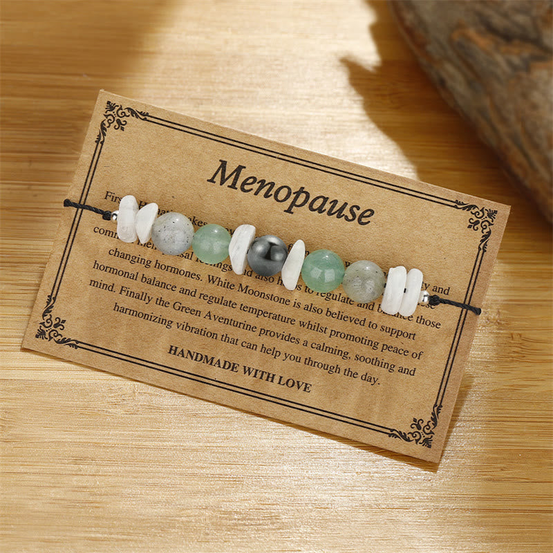 Wear FengShui Menopause Labradorite Green Aventurine White Moonstone Healing Bracelet