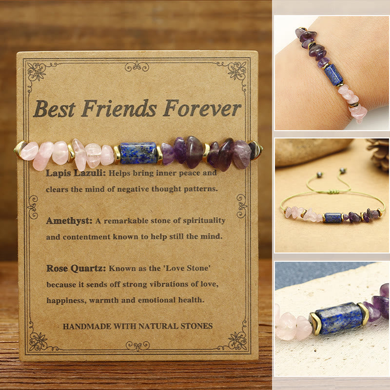 Wear FengShui Best Friends Forever Amethyst Rose Quartz Lazurite Spiritual Bracelet