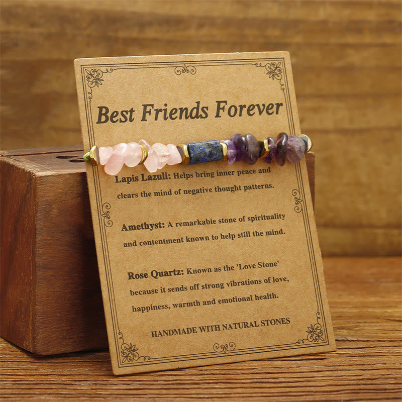 Wear FengShui Best Friends Forever Amethyst Rose Quartz Lazurite Spiritual Bracelet