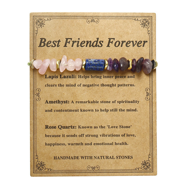 Wear FengShui Best Friends Forever Amethyst Rose Quartz Lazurite Spiritual Bracelet