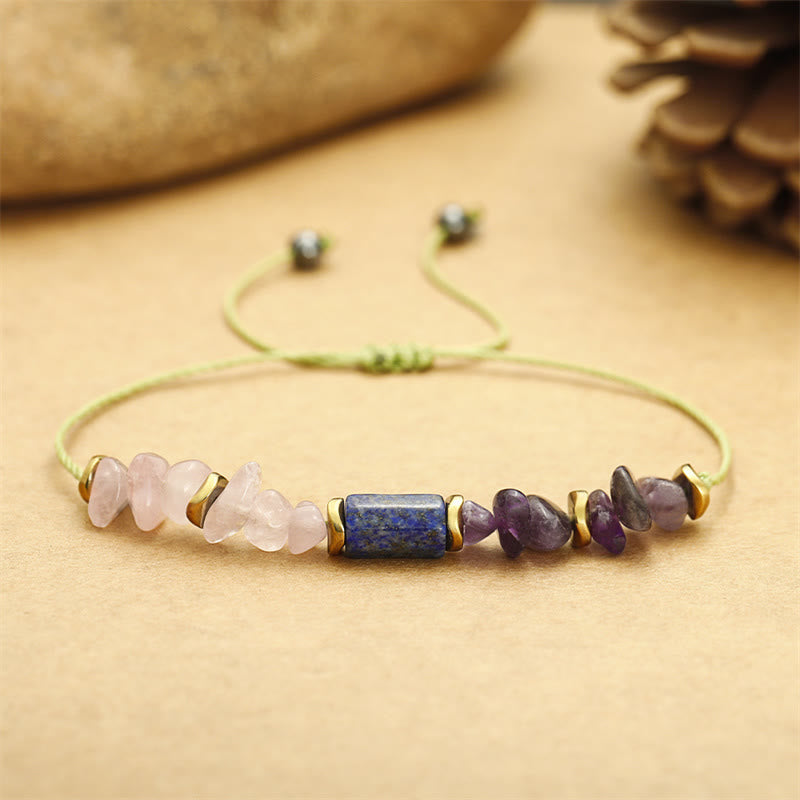 Wear FengShui Best Friends Forever Amethyst Rose Quartz Lazurite Spiritual Bracelet