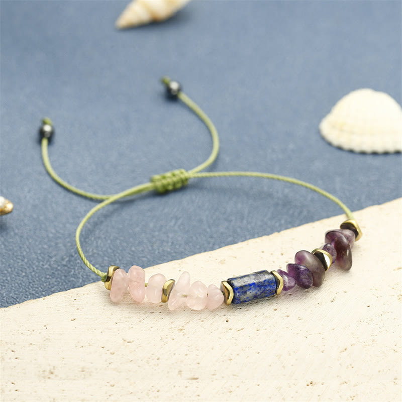 Wear FengShui Best Friends Forever Amethyst Rose Quartz Lazurite Spiritual Bracelet