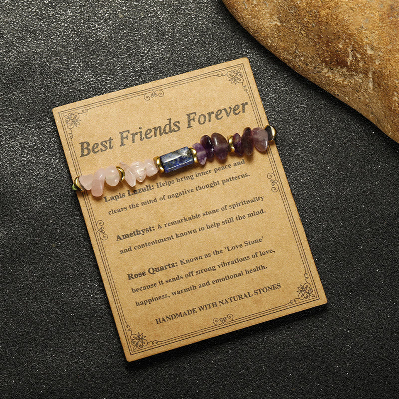Wear FengShui Best Friends Forever Amethyst Rose Quartz Lazurite Spiritual Bracelet