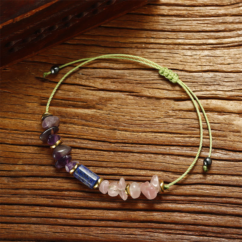 Wear FengShui Best Friends Forever Amethyst Rose Quartz Lazurite Spiritual Bracelet