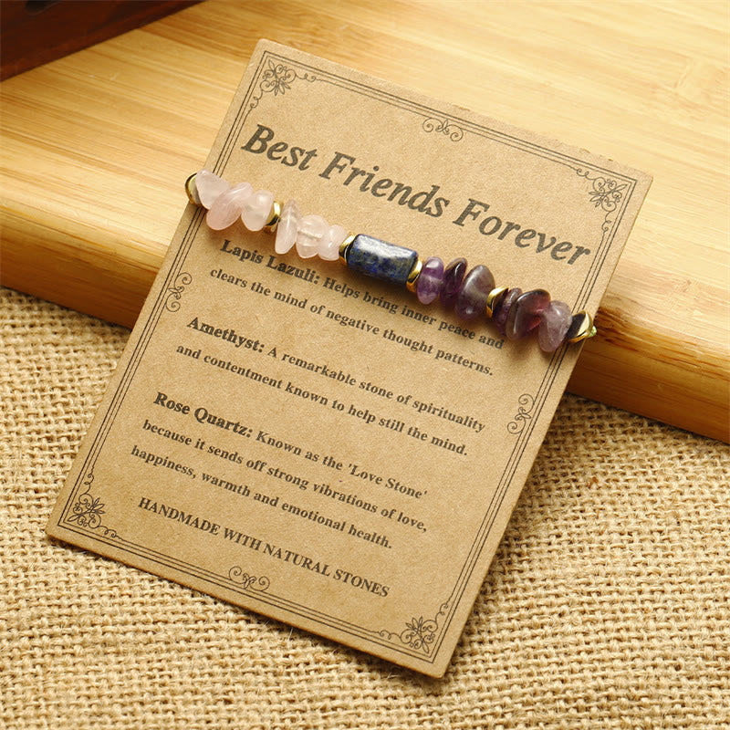 Wear FengShui Best Friends Forever Amethyst Rose Quartz Lazurite Spiritual Bracelet