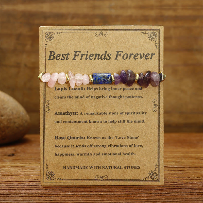 Wear FengShui Best Friends Forever Amethyst Rose Quartz Lazurite Spiritual Bracelet