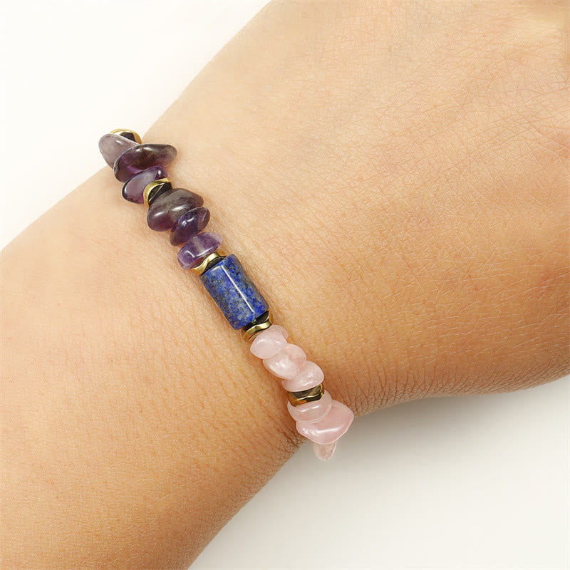 Wear FengShui Best Friends Forever Amethyst Rose Quartz Lazurite Spiritual Bracelet