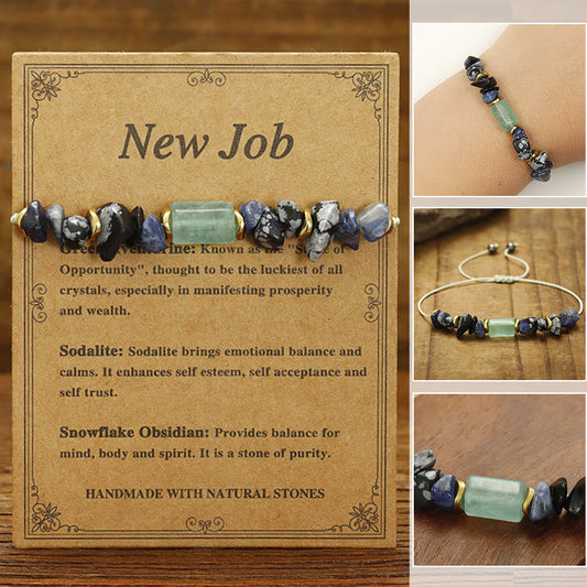 Wear FengShui New Job Green Aventurine Sodalite Snowflake Obsidian Energy Bracelet