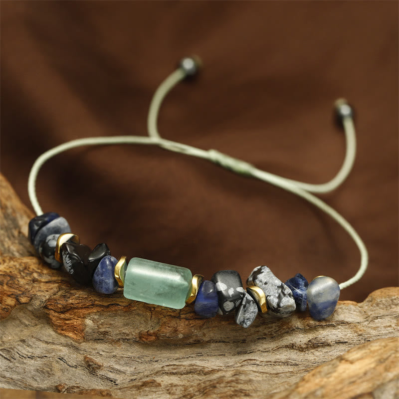 Wear FengShui New Job Green Aventurine Sodalite Snowflake Obsidian Energy Bracelet