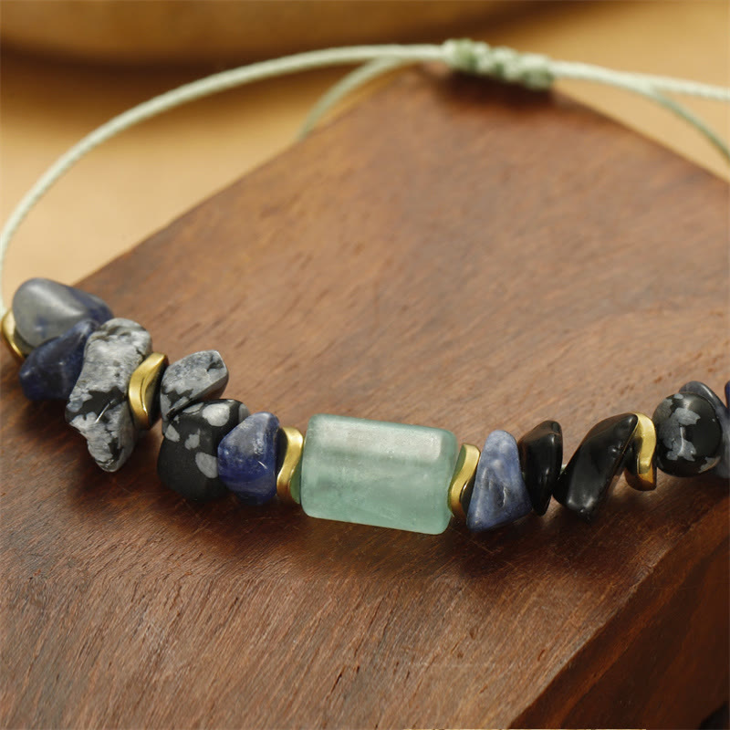 Wear FengShui New Job Green Aventurine Sodalite Snowflake Obsidian Energy Bracelet
